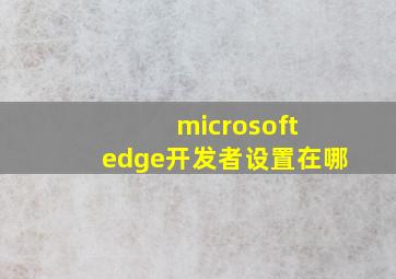 microsoft edge开发者设置在哪